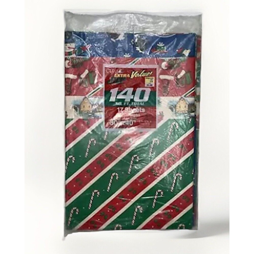 Vintage Cleo Christmas Gift Wrapping Paper Flat Sheets 140 sq ft Sealed Winter